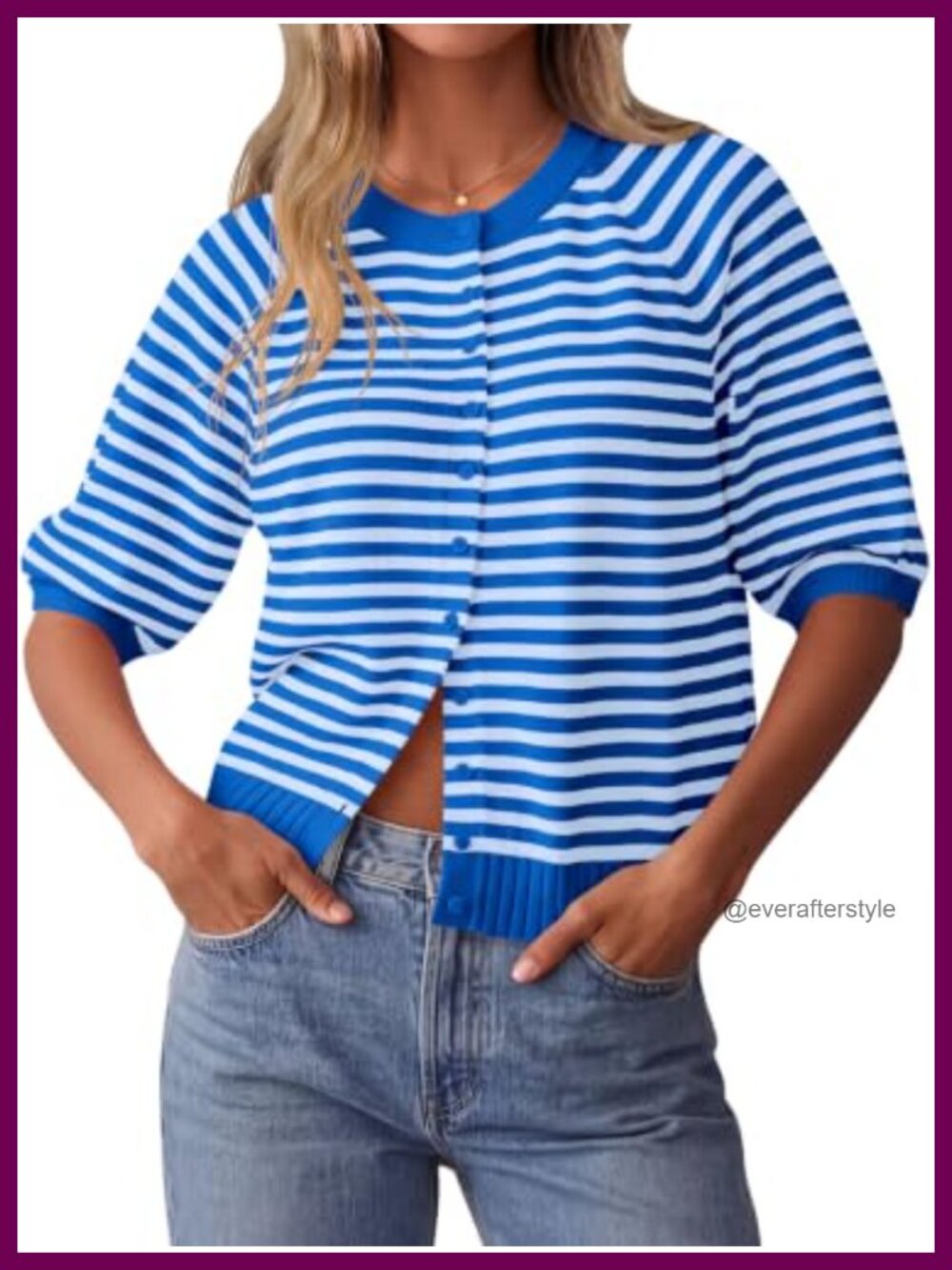 Womens Short Sleeve Cardigan Lightweight Button Up Puff Sleeve Sweater